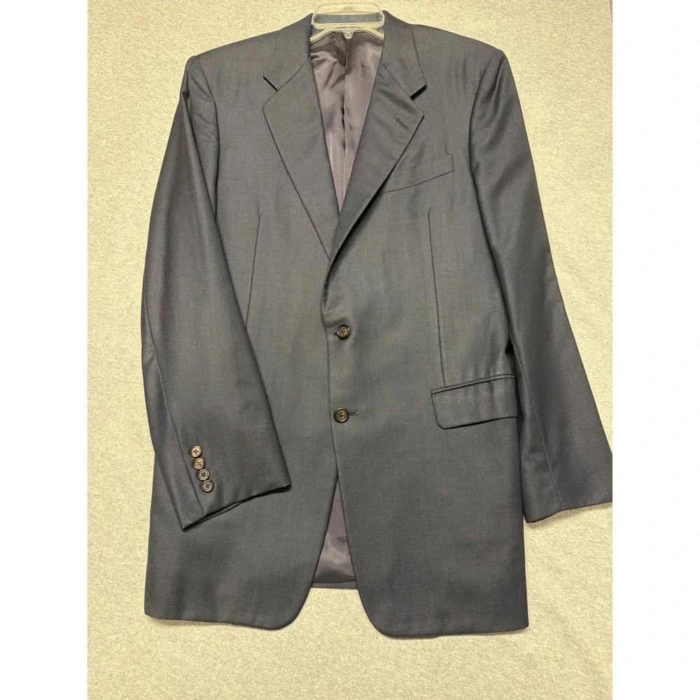Hickey Freeman Loro Piana Super 120s Wool Blazer Mens‎ 42L Navy Blue Sport Coat